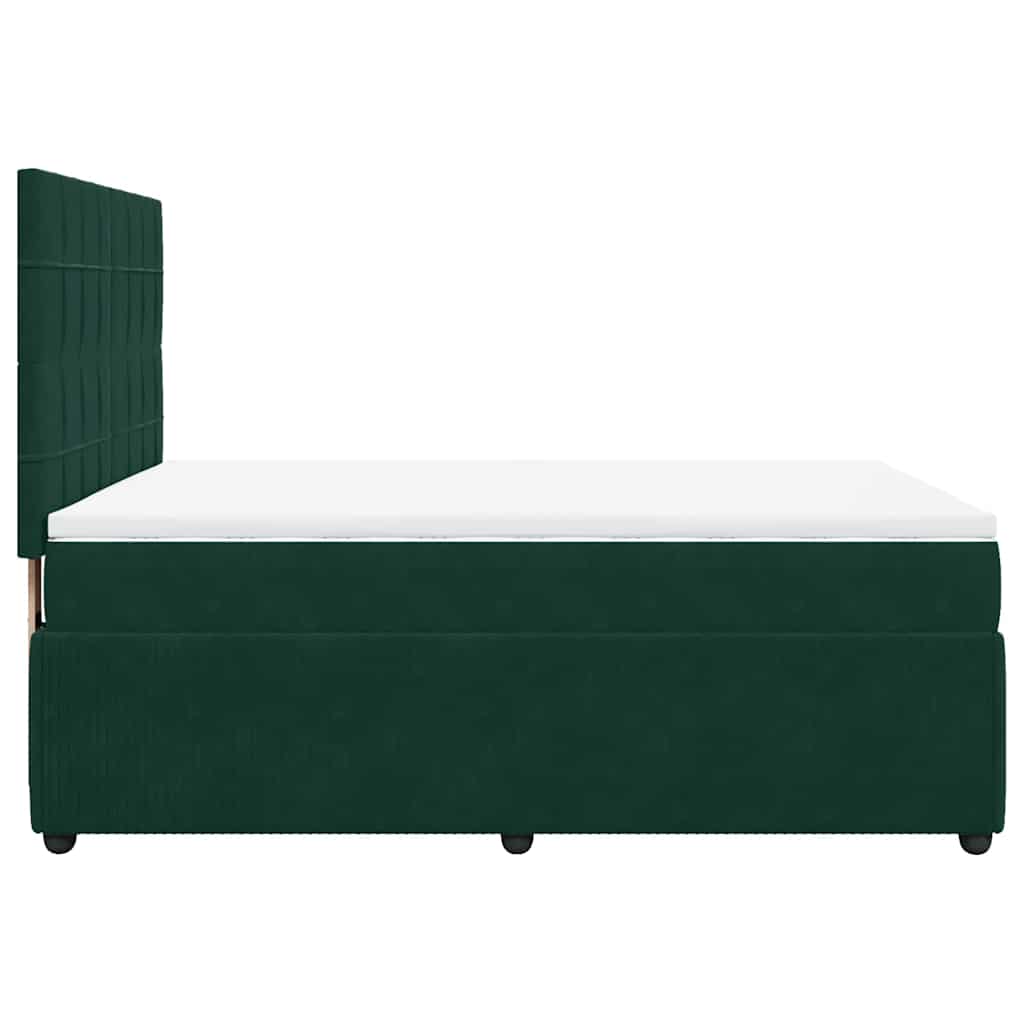 vidaXL Κρεβάτι Boxspring με Στρώμα Σκούρο Πράσινο 160x200εκ. Βελούδινο