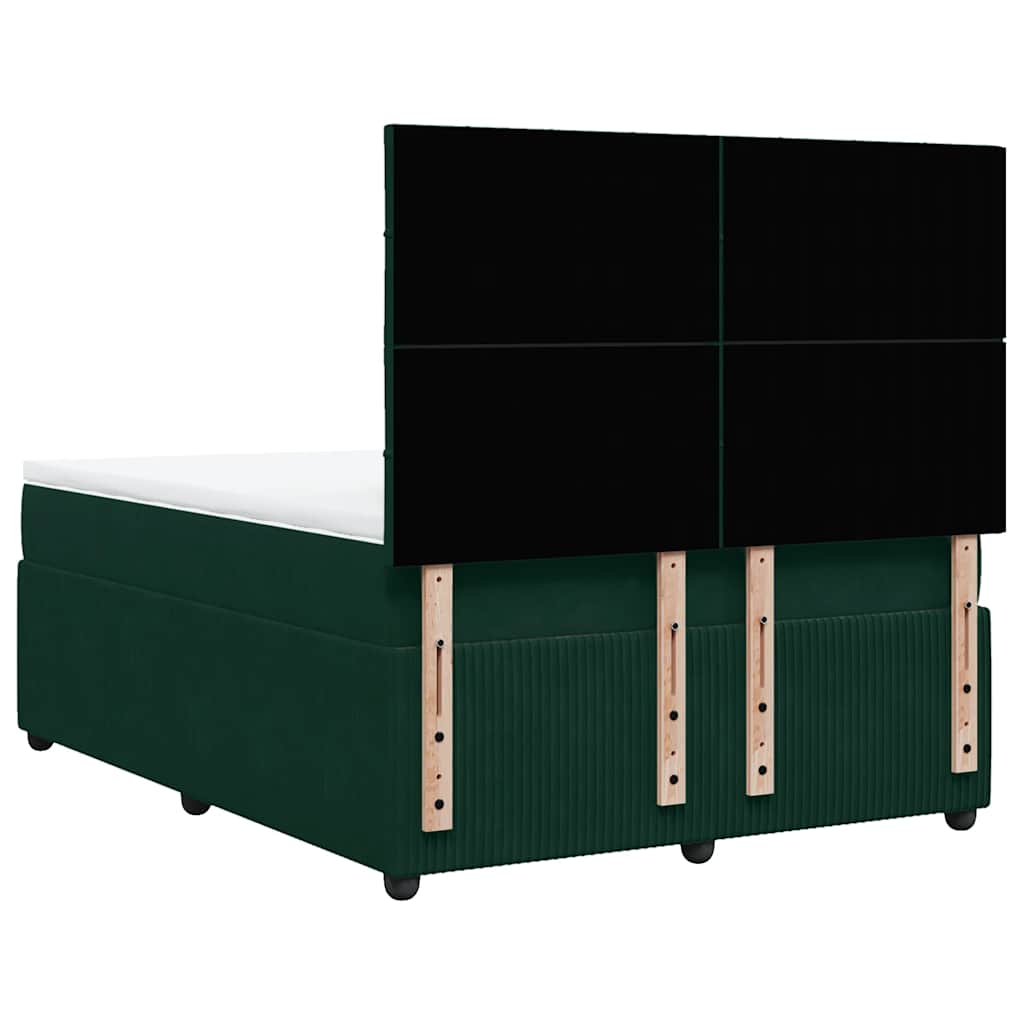 vidaXL Κρεβάτι Boxspring με Στρώμα Σκούρο Πράσινο 160x200εκ. Βελούδινο
