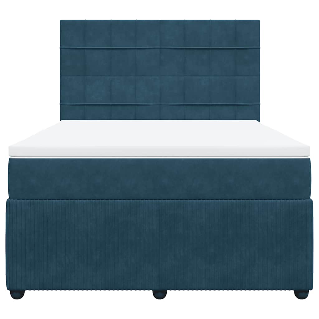 vidaXL Κρεβάτι Boxspring με Στρώμα Σκούρο Μπλε 160x200 εκ. Βελούδινο