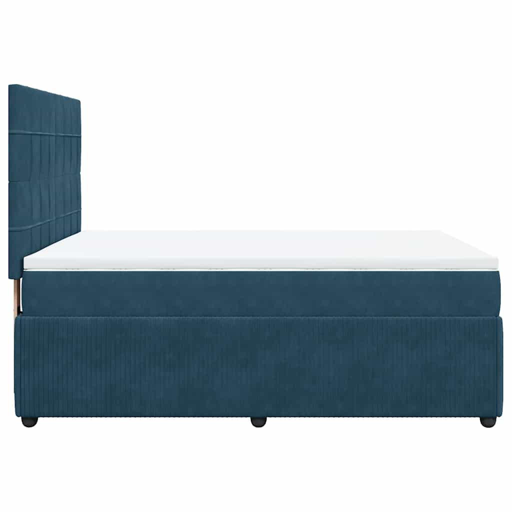 vidaXL Κρεβάτι Boxspring με Στρώμα Σκούρο Μπλε 160x200 εκ. Βελούδινο