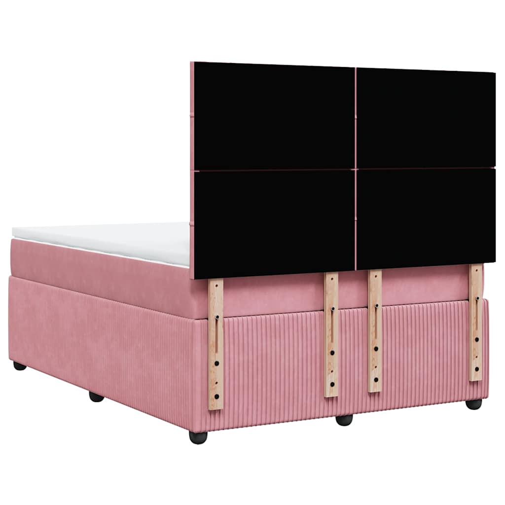 vidaXL Κρεβάτι Boxspring με Στρώμα Ροζ 160x200 εκ. Βελούδινο