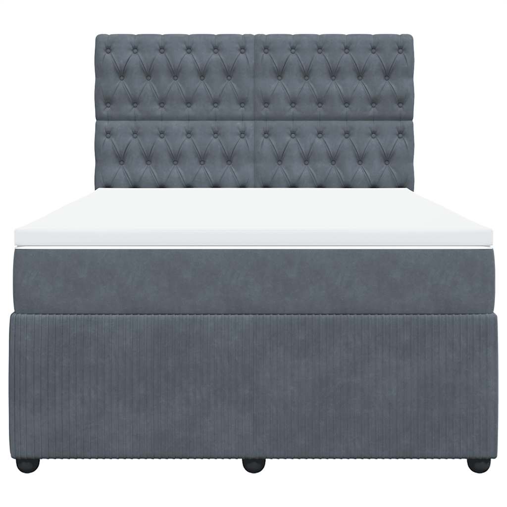 vidaXL Κρεβάτι Boxspring με Στρώμα Σκούρο Γκρι 160x200 εκ. Βελούδινο