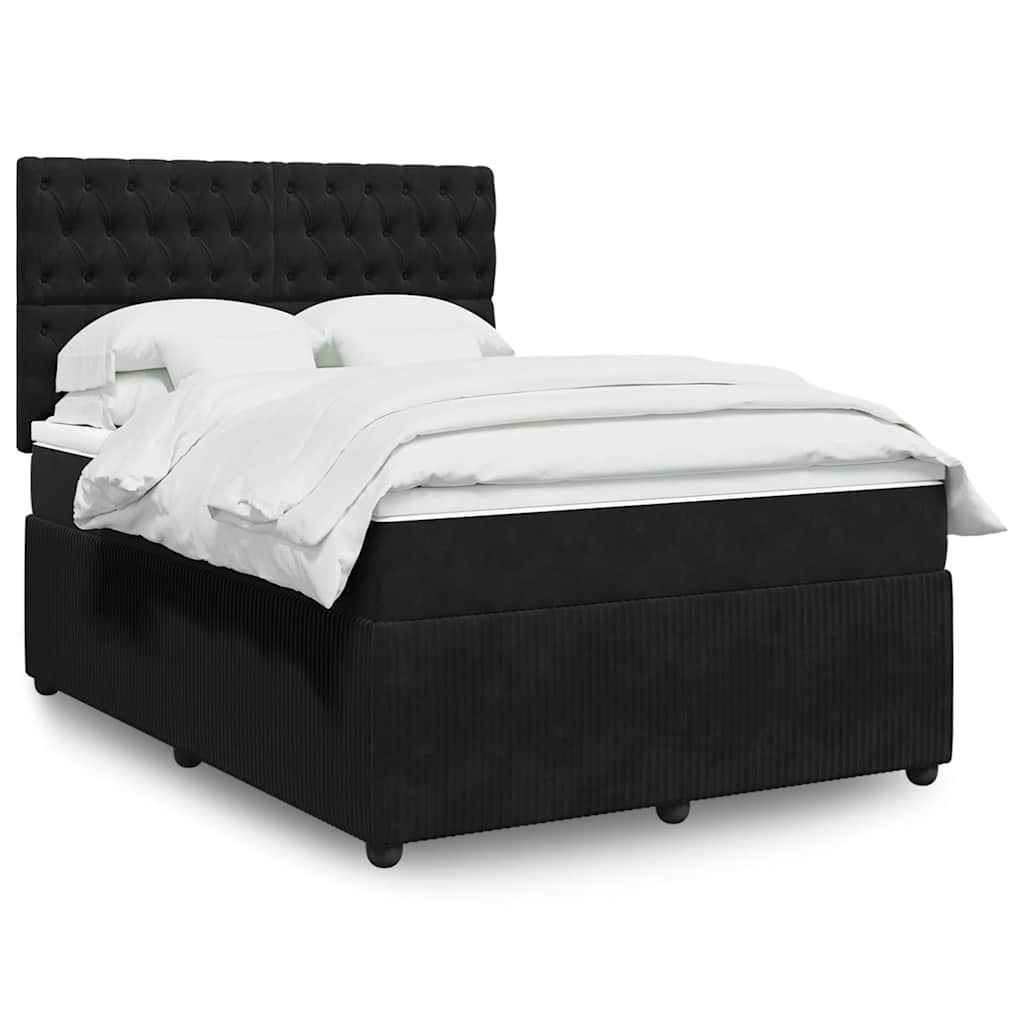 vidaXL Κρεβάτι Boxspring με Στρώμα Μαύρο 160x200 εκ. Βελούδινο