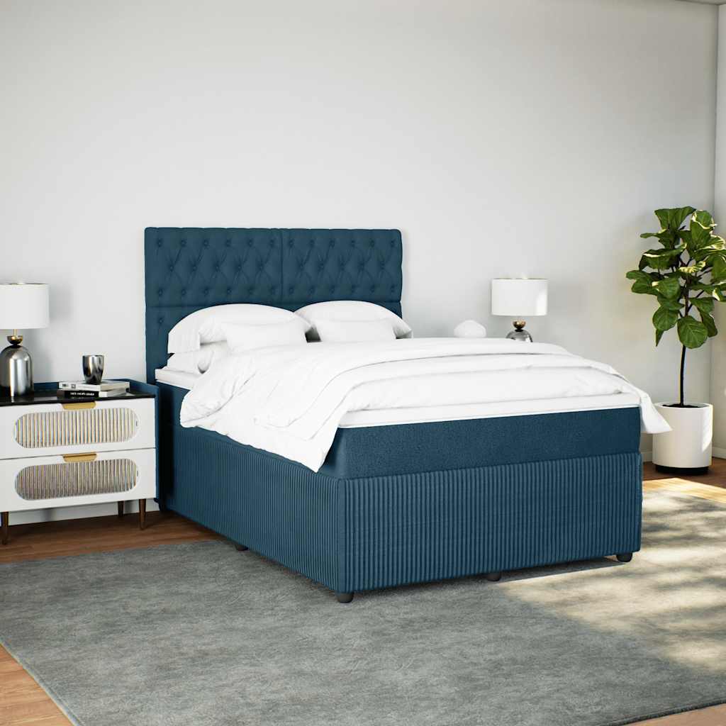 vidaXL Κρεβάτι Boxspring με Στρώμα Σκούρο Μπλε 160x200 εκ. Βελούδινο