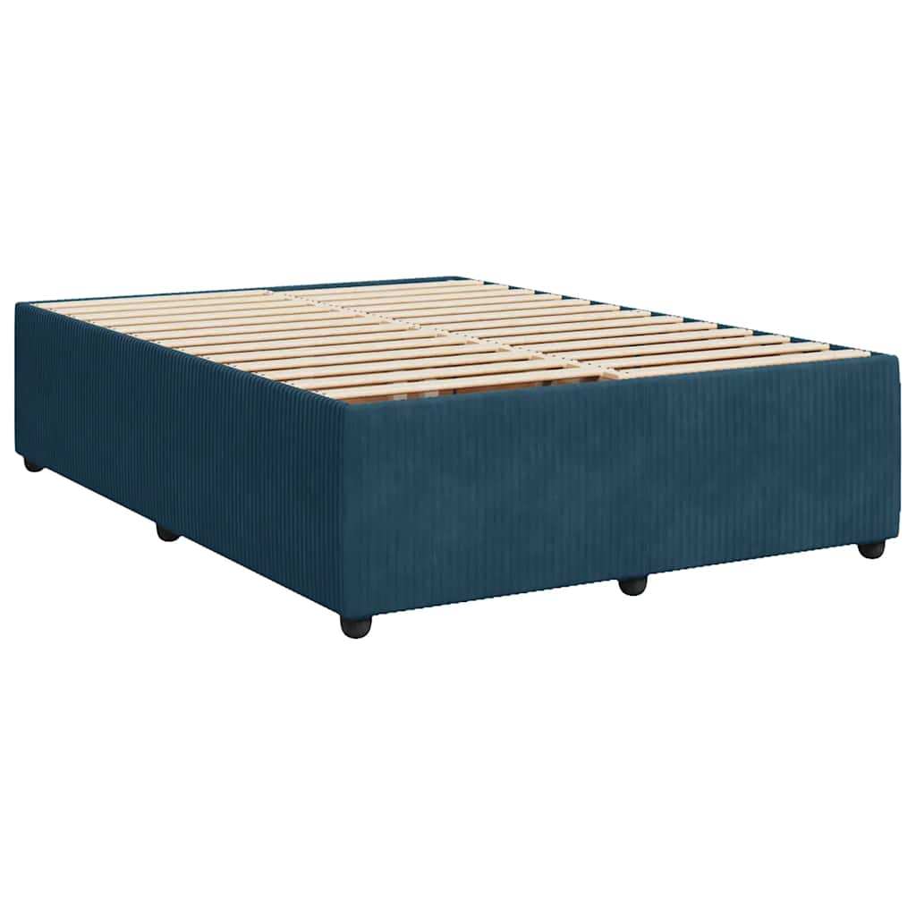 vidaXL Κρεβάτι Boxspring με Στρώμα Σκούρο Μπλε 160x200 εκ. Βελούδινο