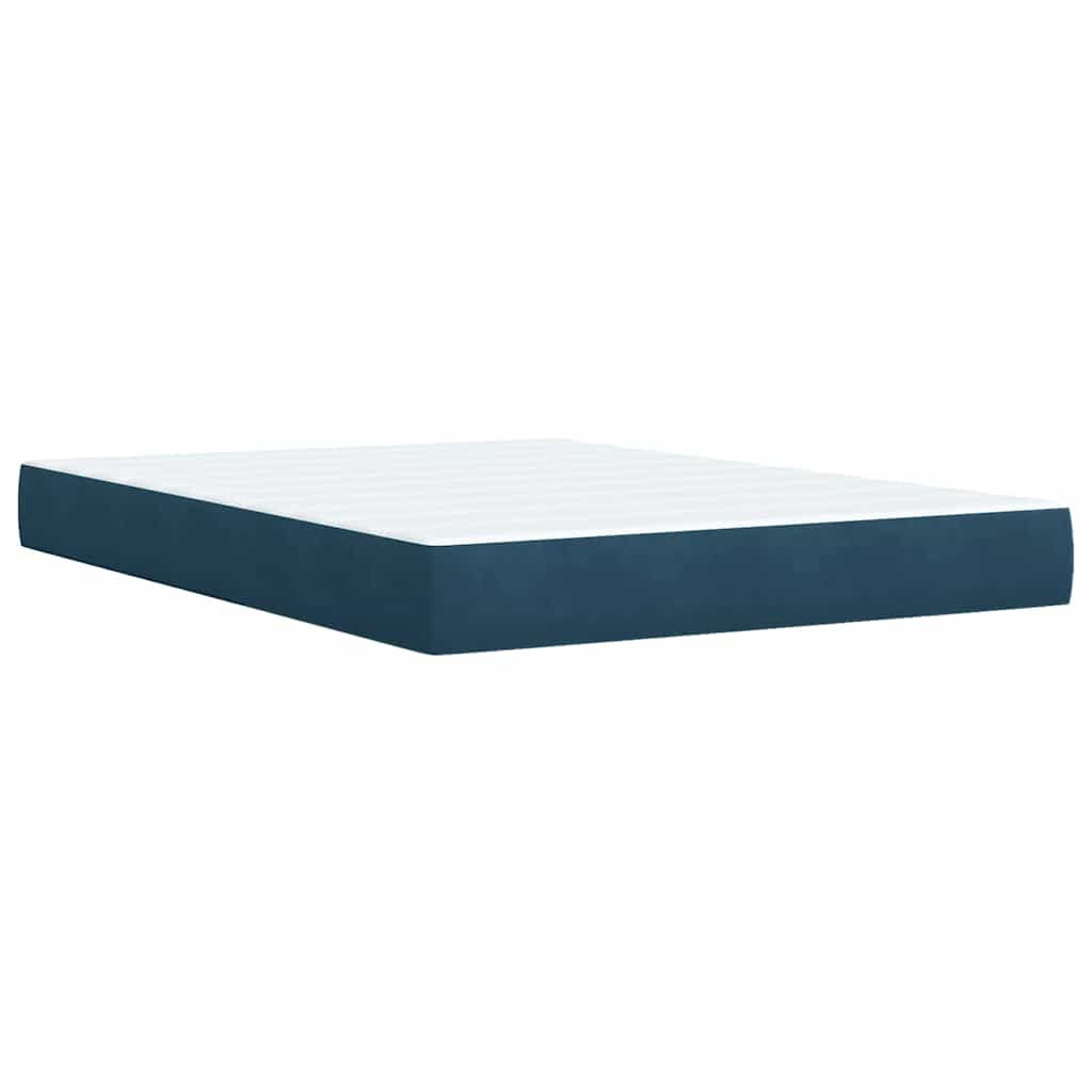 vidaXL Κρεβάτι Boxspring με Στρώμα Σκούρο Μπλε 160x200 εκ. Βελούδινο