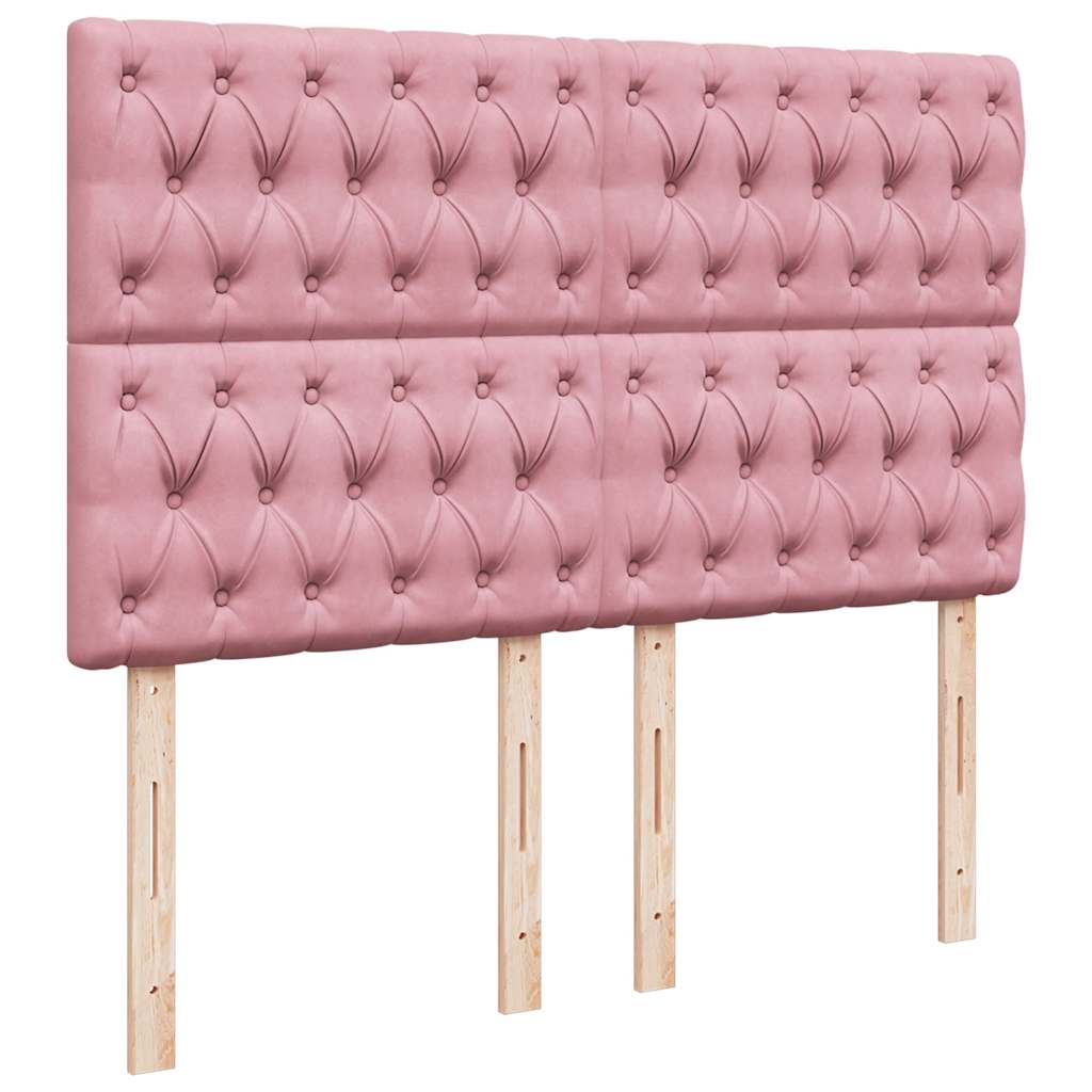 vidaXL Κρεβάτι Boxspring με Στρώμα Ροζ 160x200 εκ. Βελούδινο