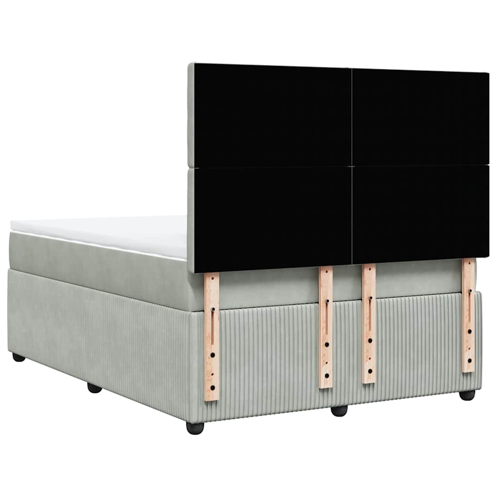 vidaXL Κρεβάτι Boxspring με Στρώμα Ανοιχτό Γκρι 160x200 εκ. Βελούδινο