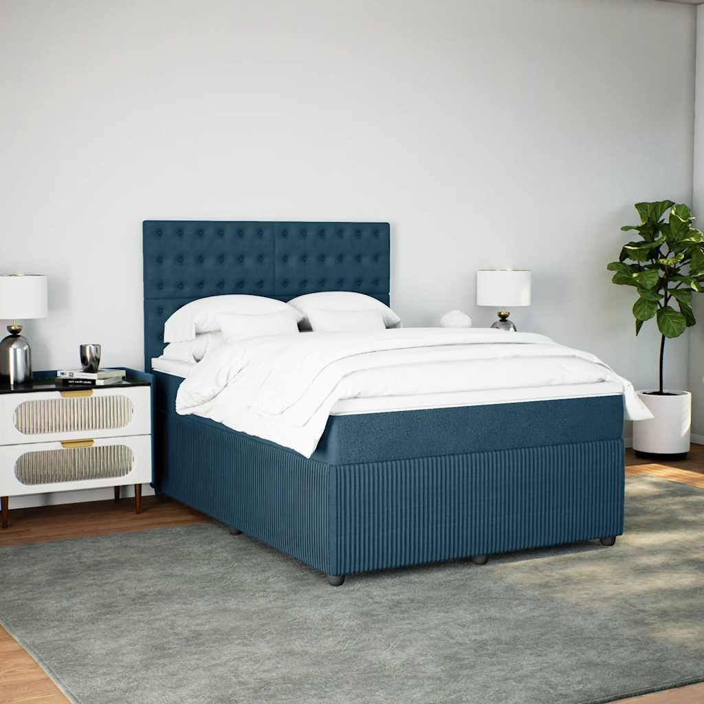 vidaXL Κρεβάτι Boxspring με Στρώμα Σκούρο Μπλε 160x200 εκ. Βελούδινο