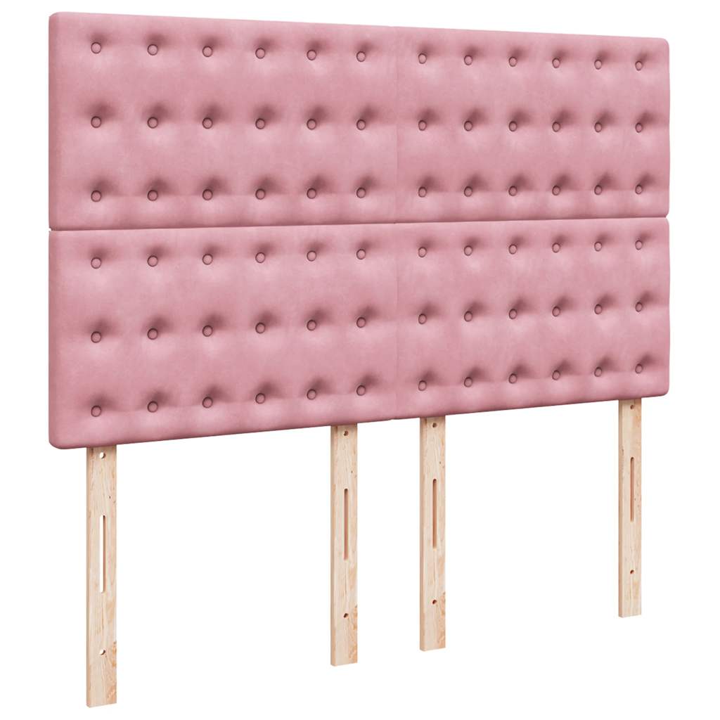 vidaXL Κρεβάτι Boxspring με Στρώμα Ροζ 160x200 εκ. Βελούδινο