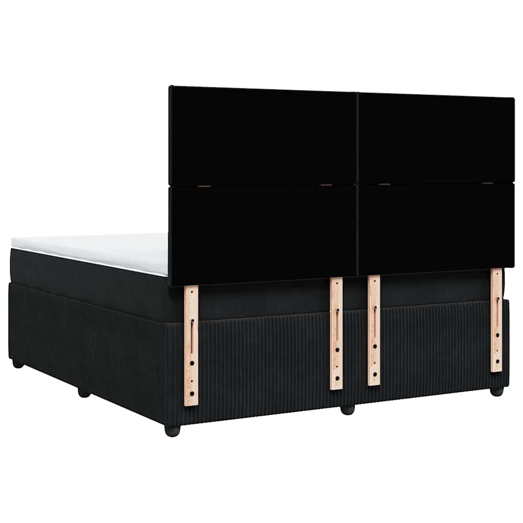 vidaXL Κρεβάτι Boxspring με Στρώμα Μαύρο 180x200 εκ. Βελούδινο