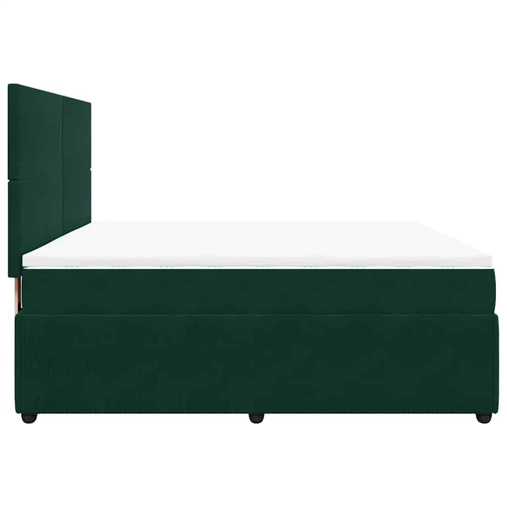 vidaXL Κρεβάτι Boxspring με Στρώμα Σκούρο Πράσινο 180x200εκ. Βελούδινο