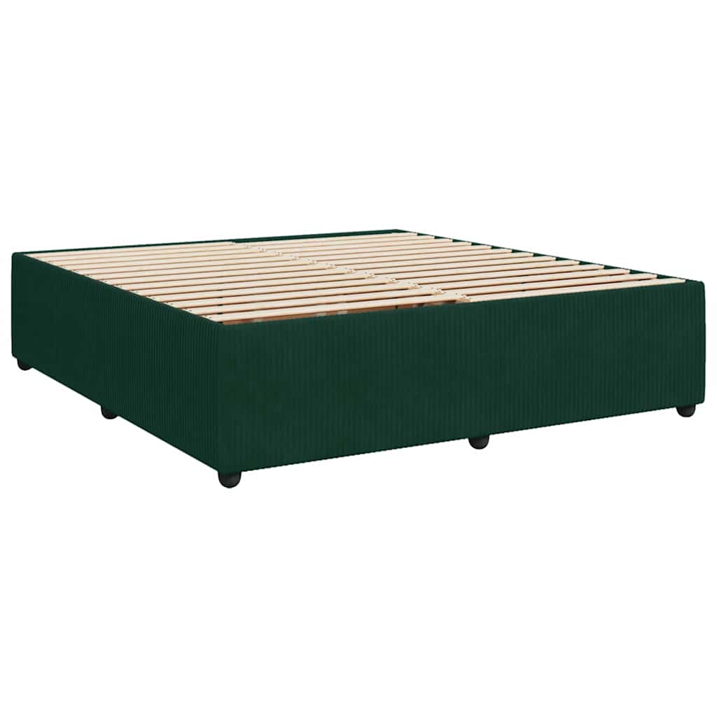 vidaXL Κρεβάτι Boxspring με Στρώμα Σκούρο Πράσινο 180x200εκ. Βελούδινο