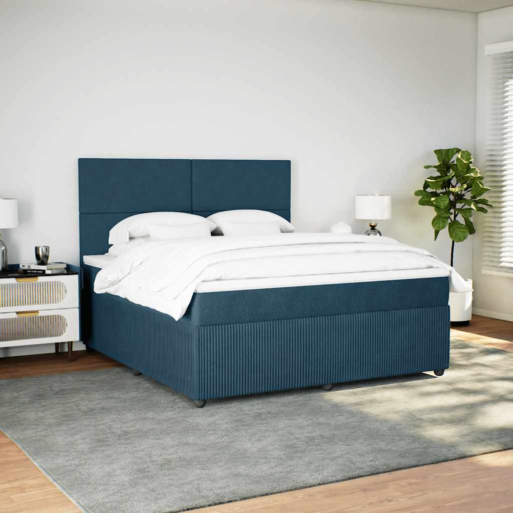 vidaXL Κρεβάτι Boxspring με Στρώμα Σκούρο Μπλε 180x200 εκ. Βελούδινο