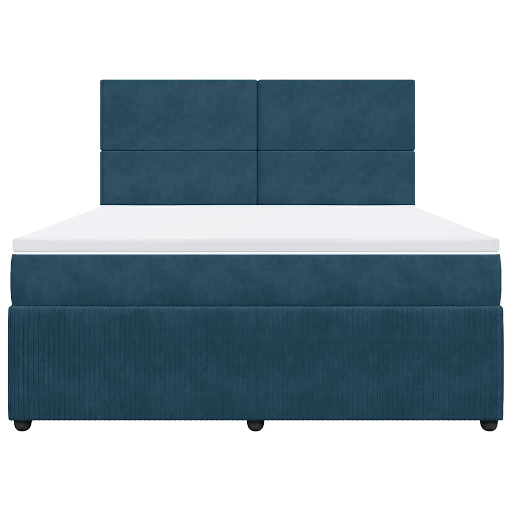 vidaXL Κρεβάτι Boxspring με Στρώμα Σκούρο Μπλε 180x200 εκ. Βελούδινο