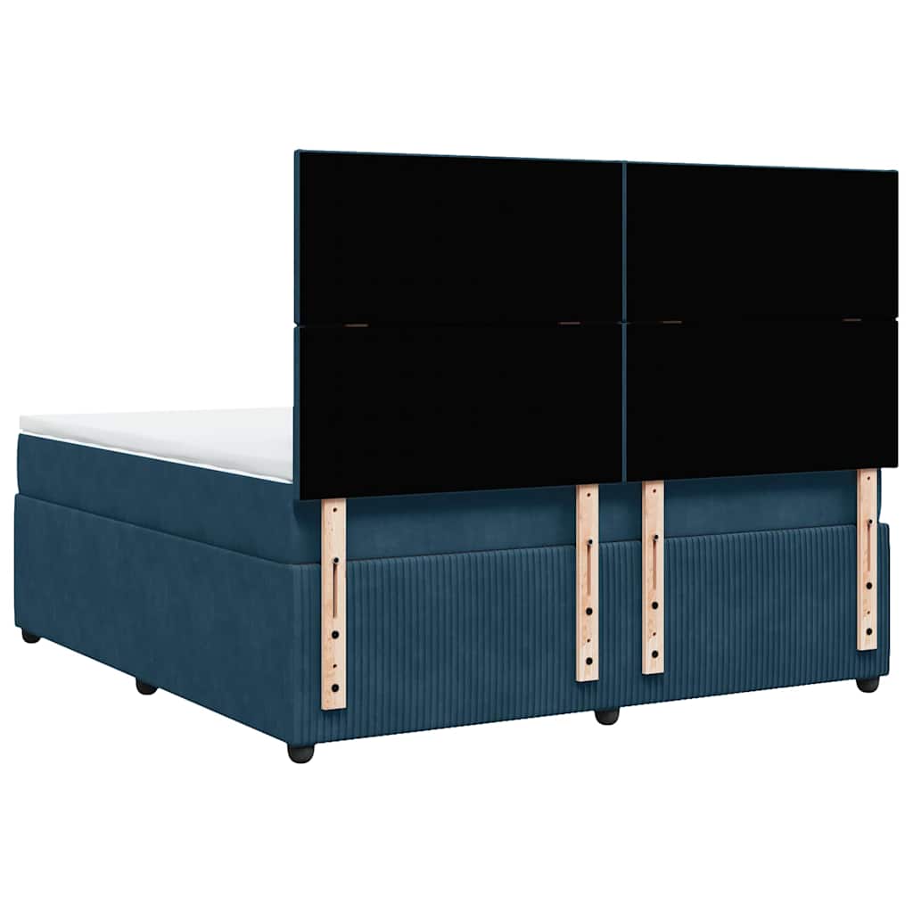 vidaXL Κρεβάτι Boxspring με Στρώμα Σκούρο Μπλε 180x200 εκ. Βελούδινο