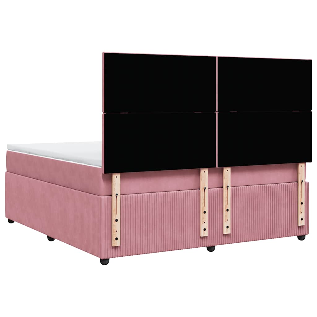 vidaXL Κρεβάτι Boxspring με Στρώμα Ροζ 180x200 εκ. Βελούδινο