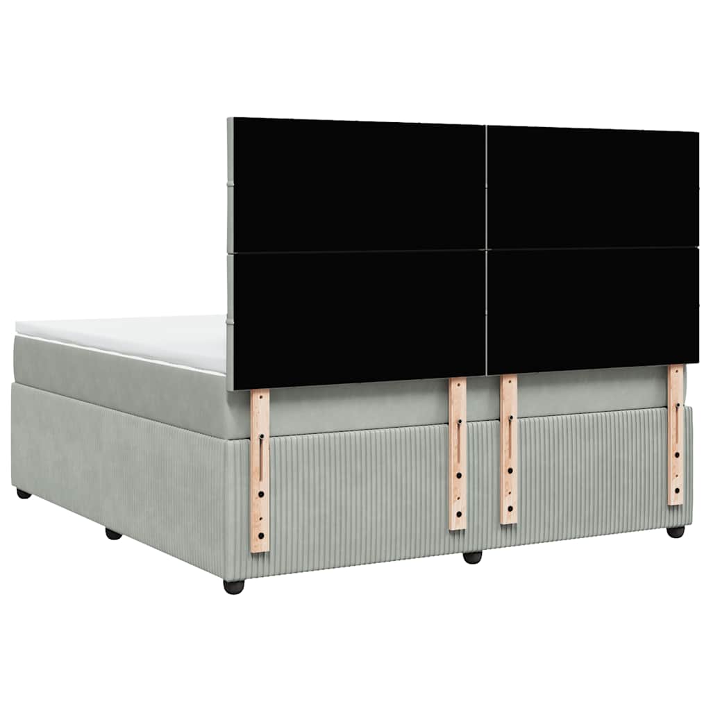 vidaXL Κρεβάτι Boxspring με Στρώμα Ανοιχτό Γκρι 180x200 εκ. Βελούδινο