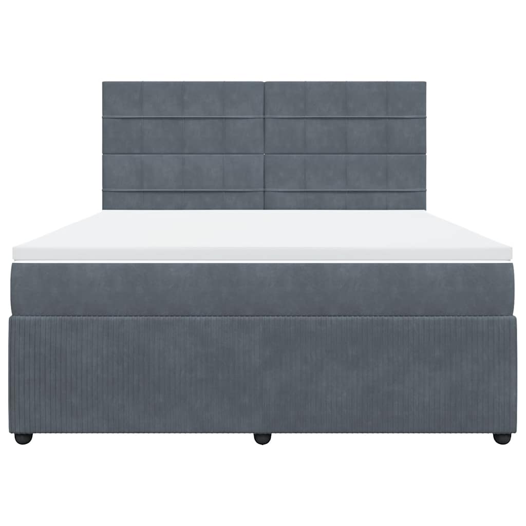 vidaXL Κρεβάτι Boxspring με Στρώμα Σκούρο Γκρι 180x200 εκ. Βελούδινο