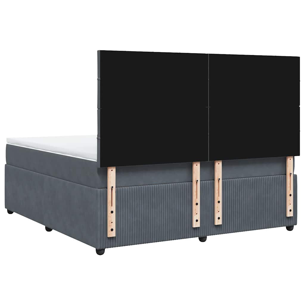 vidaXL Κρεβάτι Boxspring με Στρώμα Σκούρο Γκρι 180x200 εκ. Βελούδινο