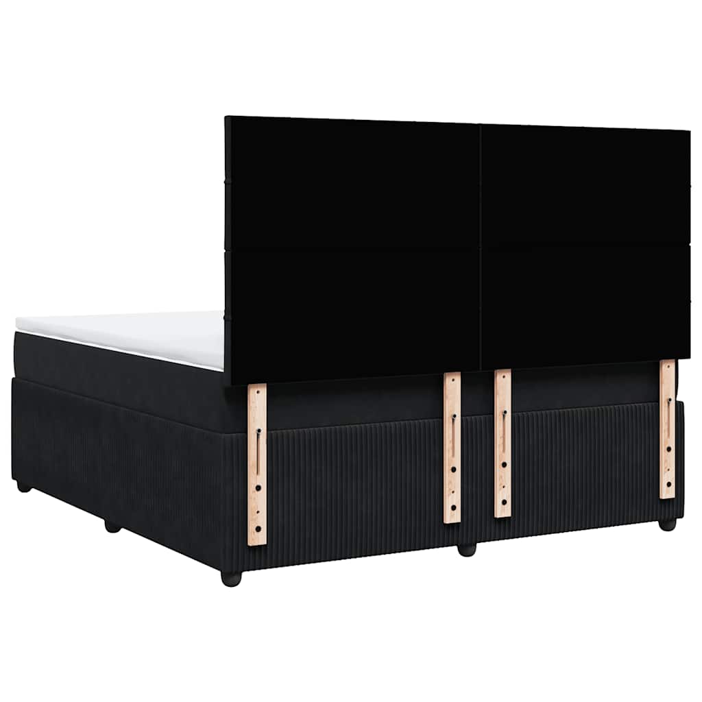 vidaXL Κρεβάτι Boxspring με Στρώμα Μαύρο 180x200 εκ. Βελούδινο