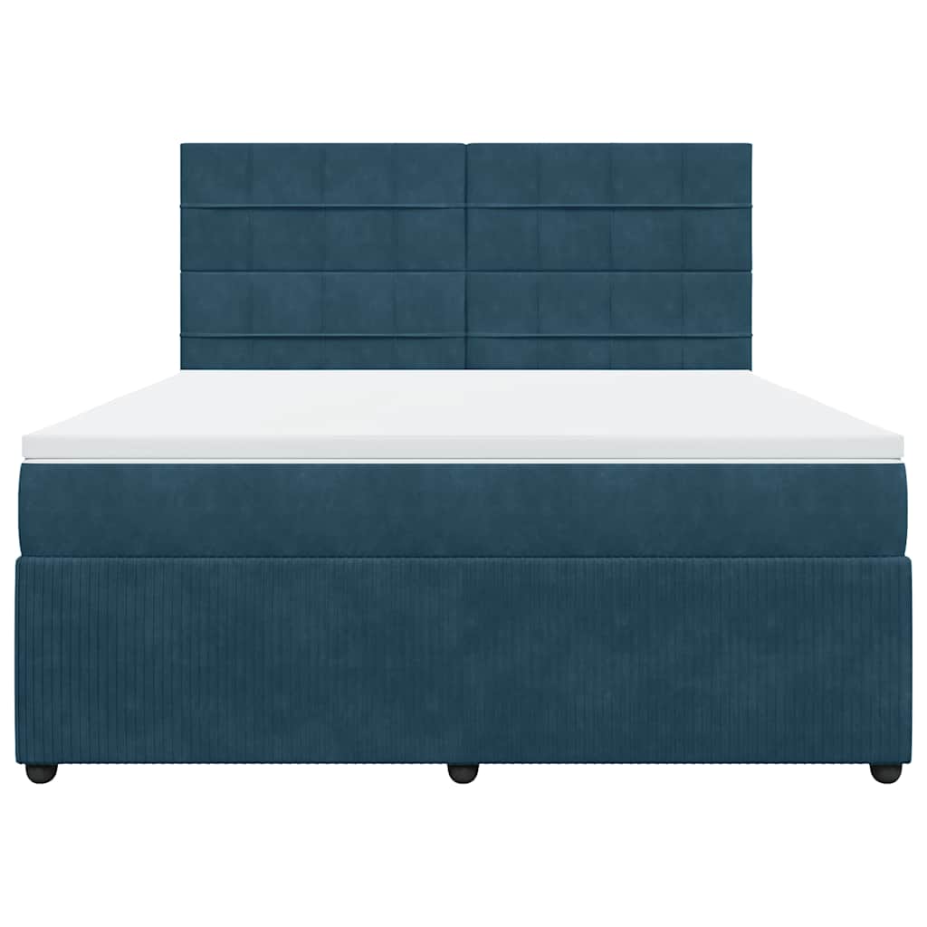 vidaXL Κρεβάτι Boxspring με Στρώμα Σκούρο Μπλε 180x200 εκ. Βελούδινο