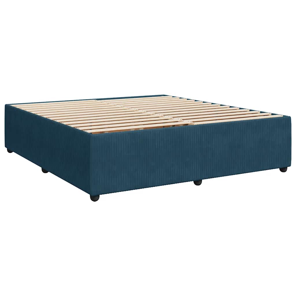 vidaXL Κρεβάτι Boxspring με Στρώμα Σκούρο Μπλε 180x200 εκ. Βελούδινο