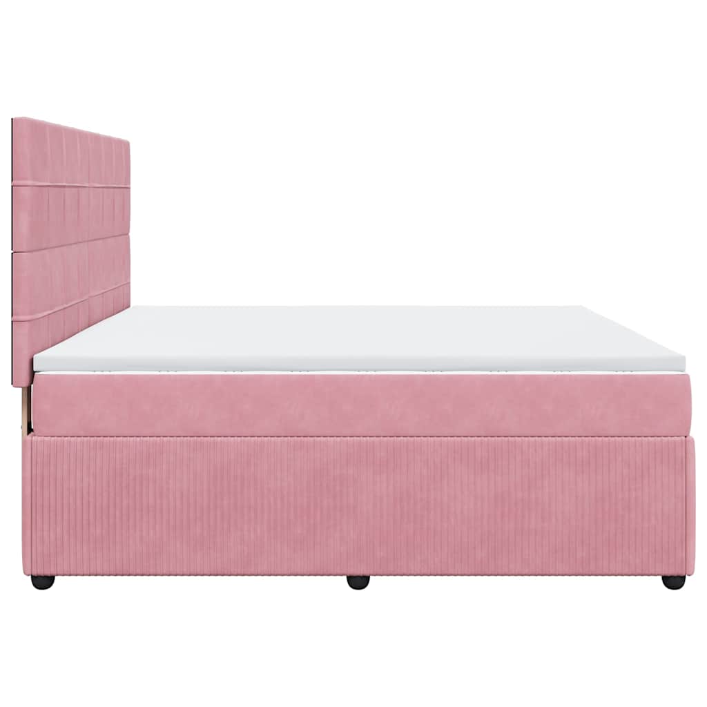 vidaXL Κρεβάτι Boxspring με Στρώμα Ροζ 180x200 εκ. Βελούδινο