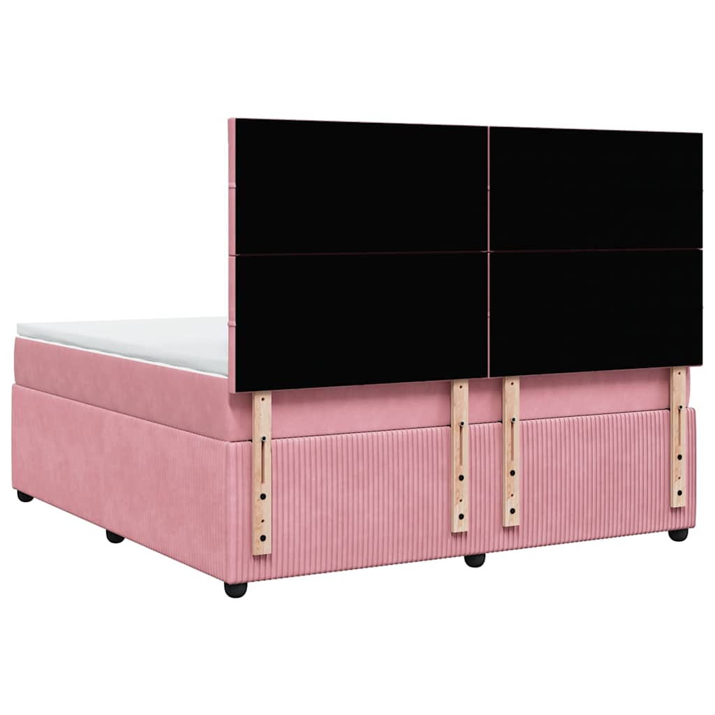 vidaXL Κρεβάτι Boxspring με Στρώμα Ροζ 180x200 εκ. Βελούδινο
