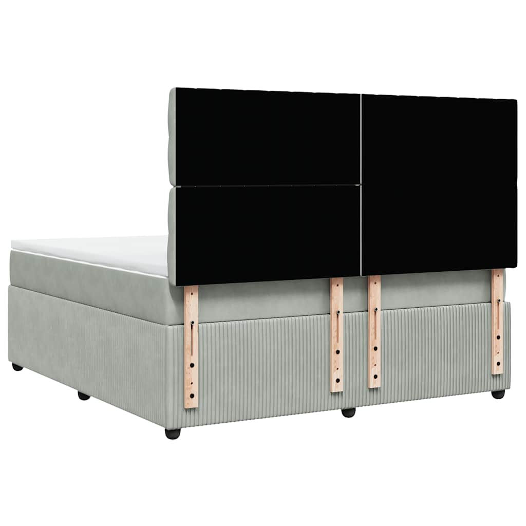 vidaXL Κρεβάτι Boxspring με Στρώμα Ανοιχτό Γκρι 180x200 εκ. Βελούδινο