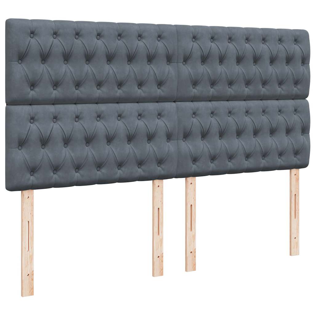vidaXL Κρεβάτι Boxspring με Στρώμα Σκούρο Γκρι 180x200 εκ. Βελούδινο