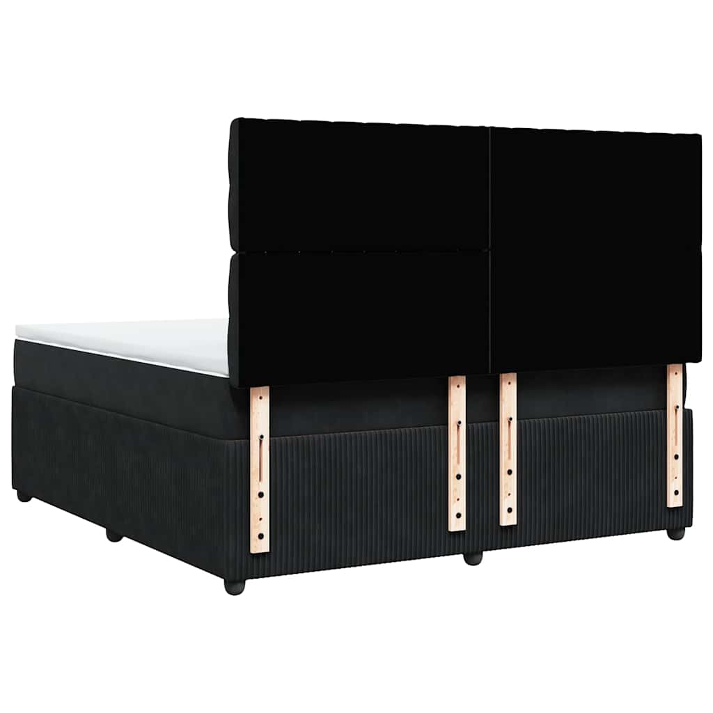 vidaXL Κρεβάτι Boxspring με Στρώμα Μαύρο 180x200 εκ. Βελούδινο
