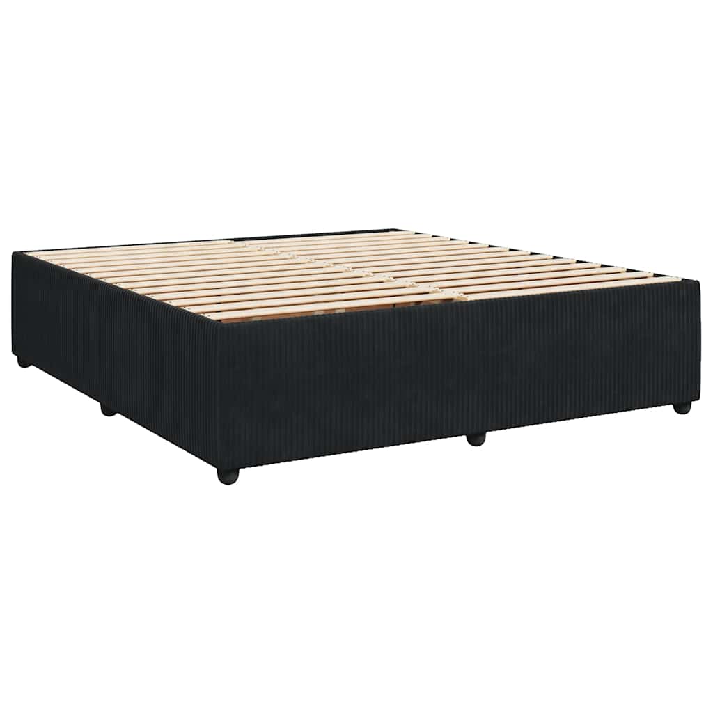 vidaXL Κρεβάτι Boxspring με Στρώμα Μαύρο 180x200 εκ. Βελούδινο