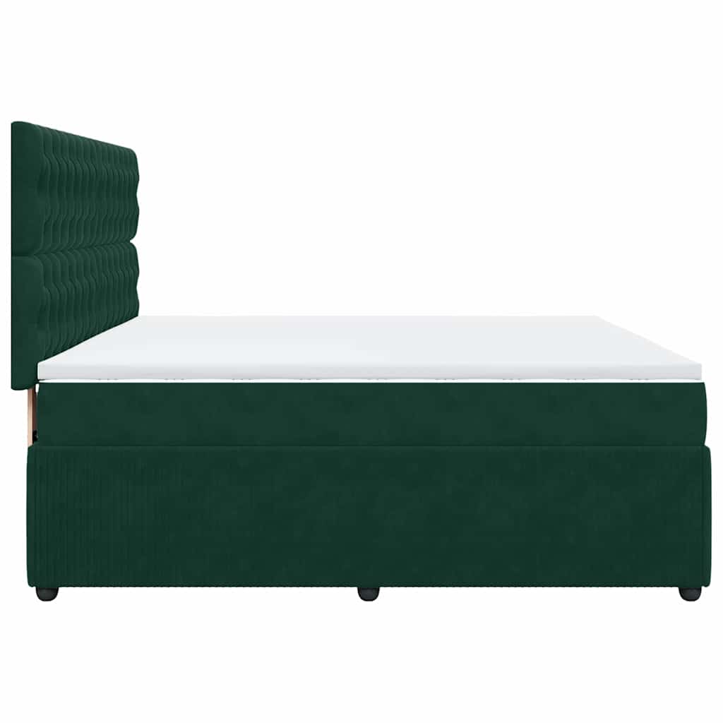 vidaXL Κρεβάτι Boxspring με Στρώμα Σκούρο Πράσινο 180x200εκ. Βελούδινο