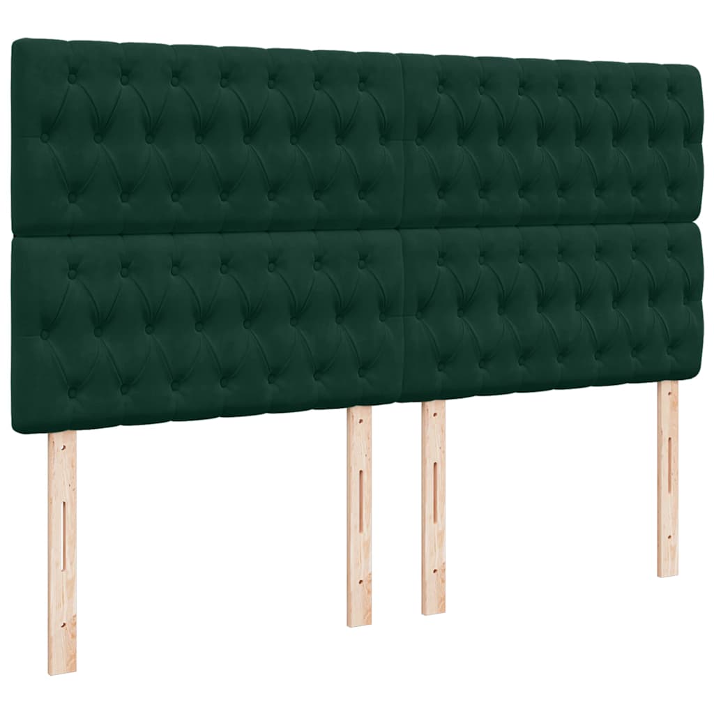 vidaXL Κρεβάτι Boxspring με Στρώμα Σκούρο Πράσινο 180x200εκ. Βελούδινο
