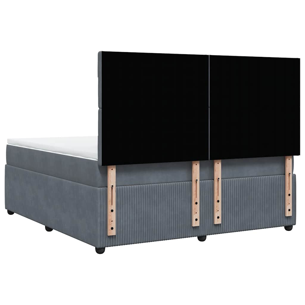 vidaXL Κρεβάτι Boxspring με Στρώμα Σκούρο Γκρι 180x200 εκ. Βελούδινο