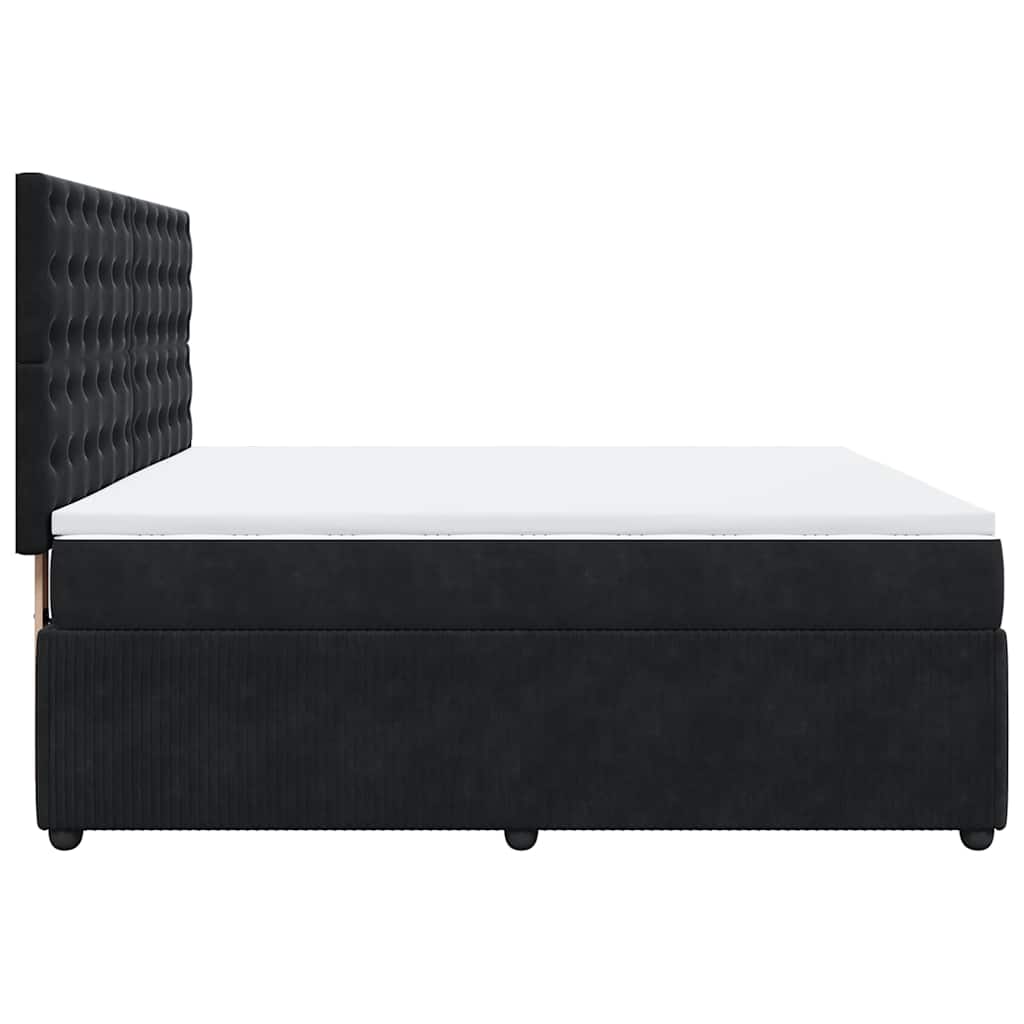 vidaXL Κρεβάτι Boxspring με Στρώμα Μαύρο 180x200 εκ. Βελούδινο
