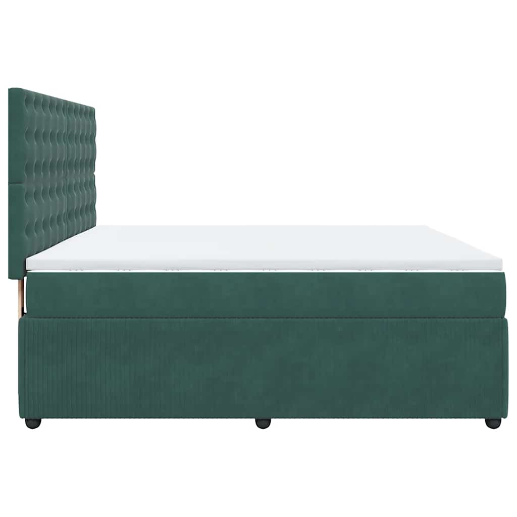 vidaXL Κρεβάτι Boxspring με Στρώμα Σκούρο Πράσινο 180x200εκ. Βελούδινο