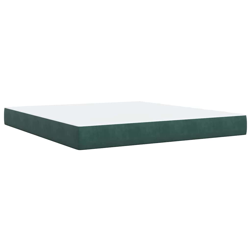 vidaXL Κρεβάτι Boxspring με Στρώμα Σκούρο Πράσινο 180x200εκ. Βελούδινο