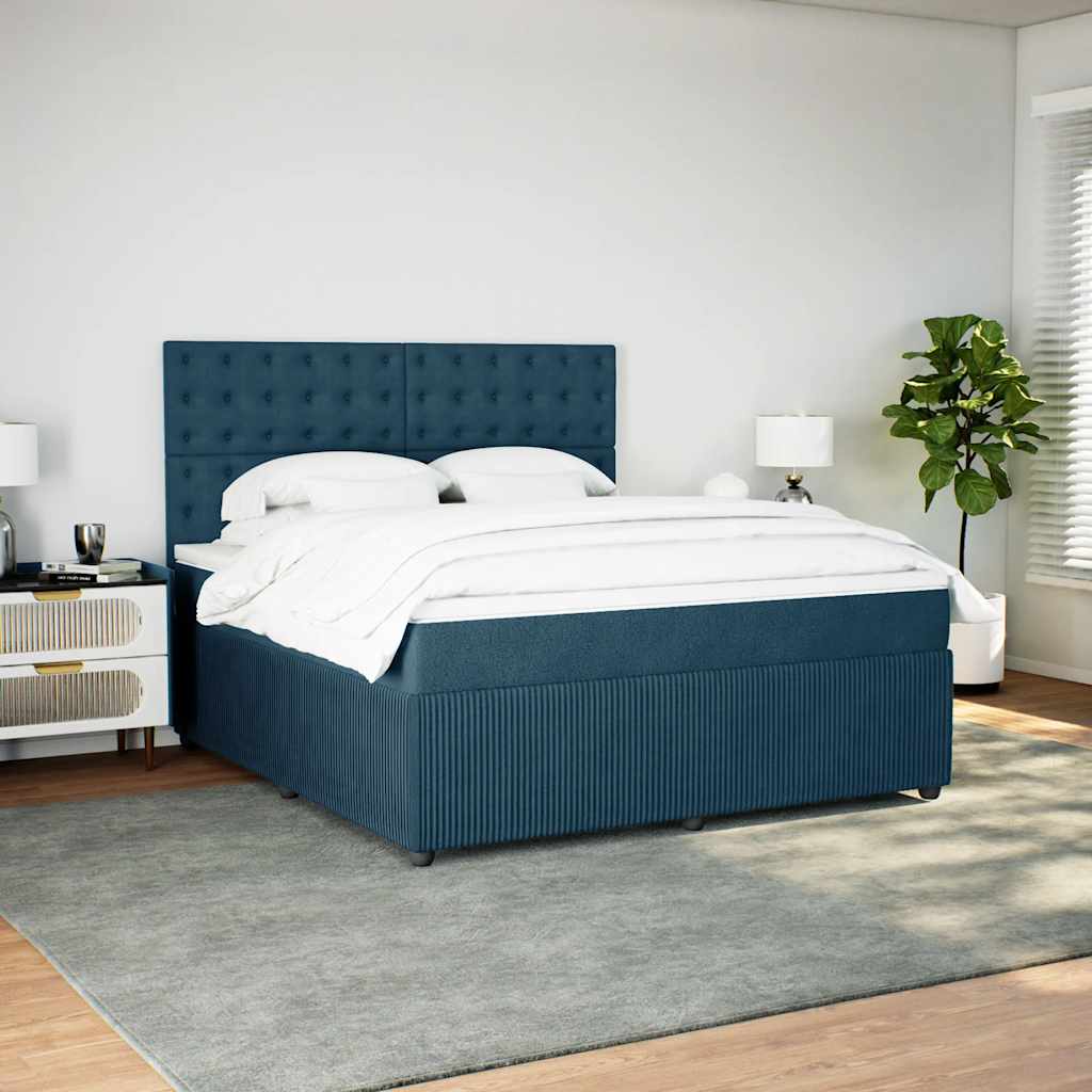 vidaXL Κρεβάτι Boxspring με Στρώμα Σκούρο Μπλε 180x200 εκ. Βελούδινο