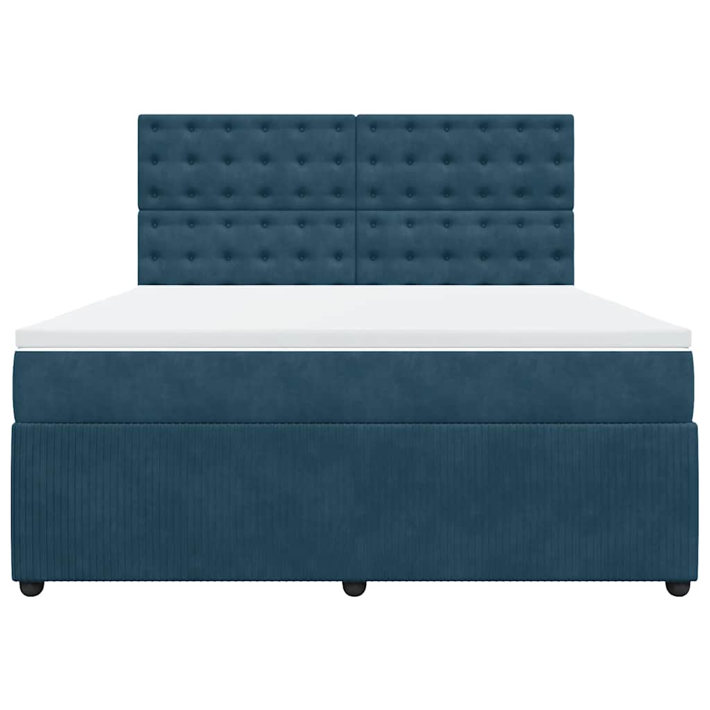 vidaXL Κρεβάτι Boxspring με Στρώμα Σκούρο Μπλε 180x200 εκ. Βελούδινο
