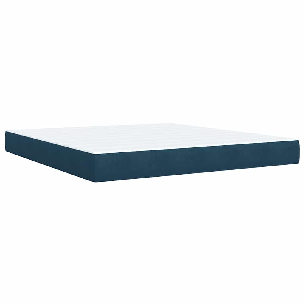 vidaXL Κρεβάτι Boxspring με Στρώμα Σκούρο Μπλε 180x200 εκ. Βελούδινο