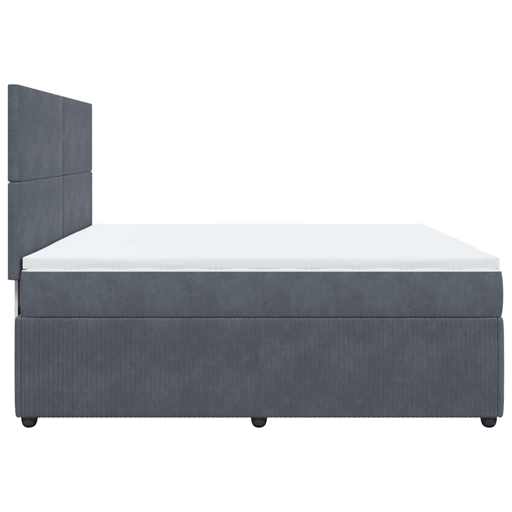 vidaXL Κρεβάτι Boxspring με Στρώμα Σκούρο Γκρι 200x200 εκ. Βελούδινο