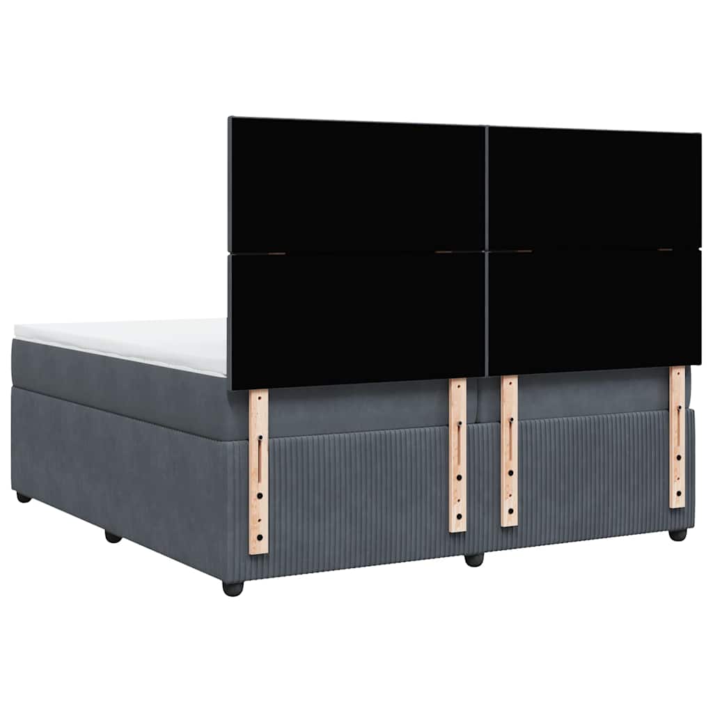 vidaXL Κρεβάτι Boxspring με Στρώμα Σκούρο Γκρι 200x200 εκ. Βελούδινο