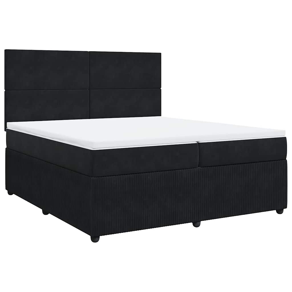 vidaXL Κρεβάτι Boxspring με Στρώμα Μαύρο 200x200 εκ. Βελούδινο