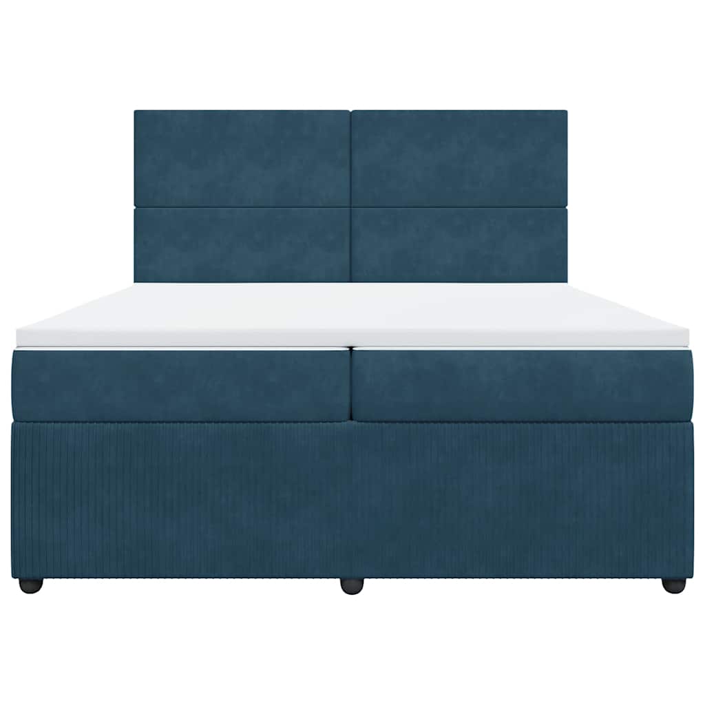 vidaXL Κρεβάτι Boxspring με Στρώμα Σκούρο Μπλε 200x200 εκ. Βελούδινο