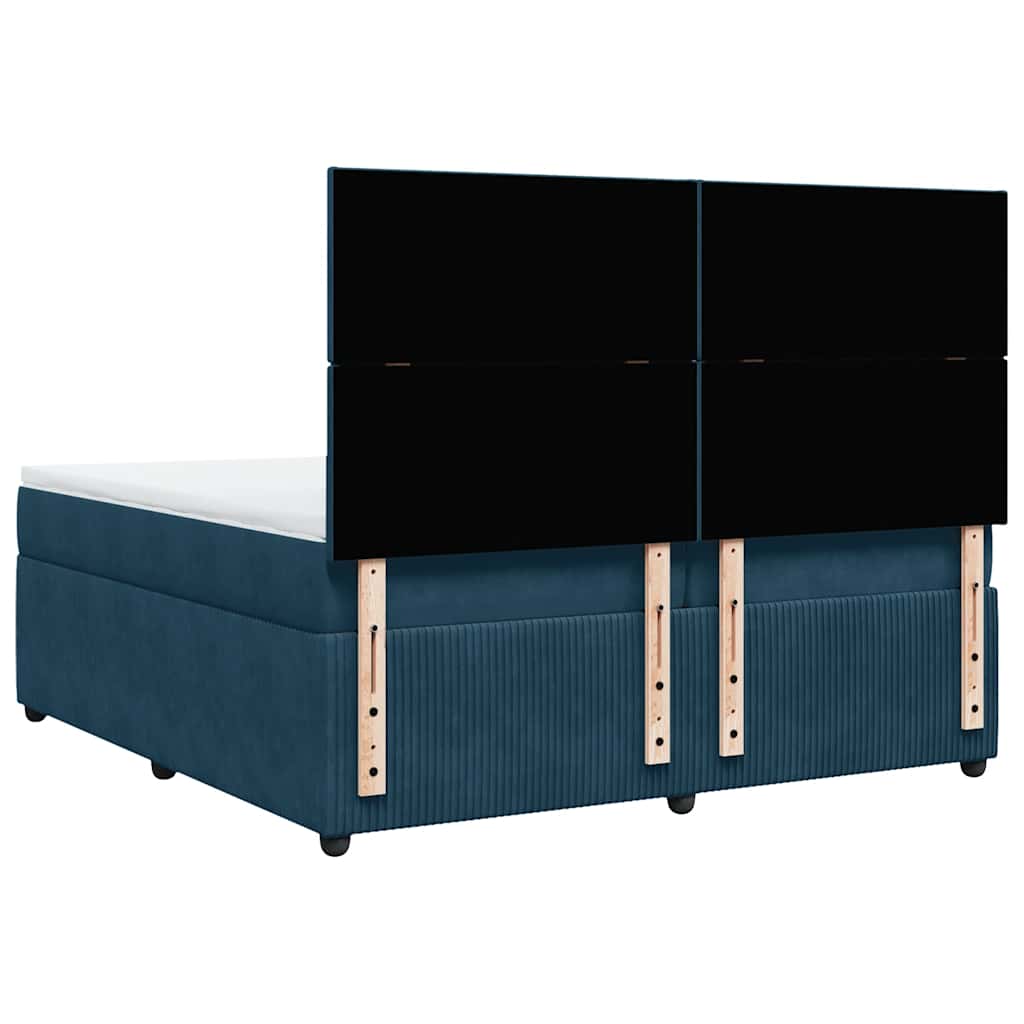 vidaXL Κρεβάτι Boxspring με Στρώμα Σκούρο Μπλε 200x200 εκ. Βελούδινο