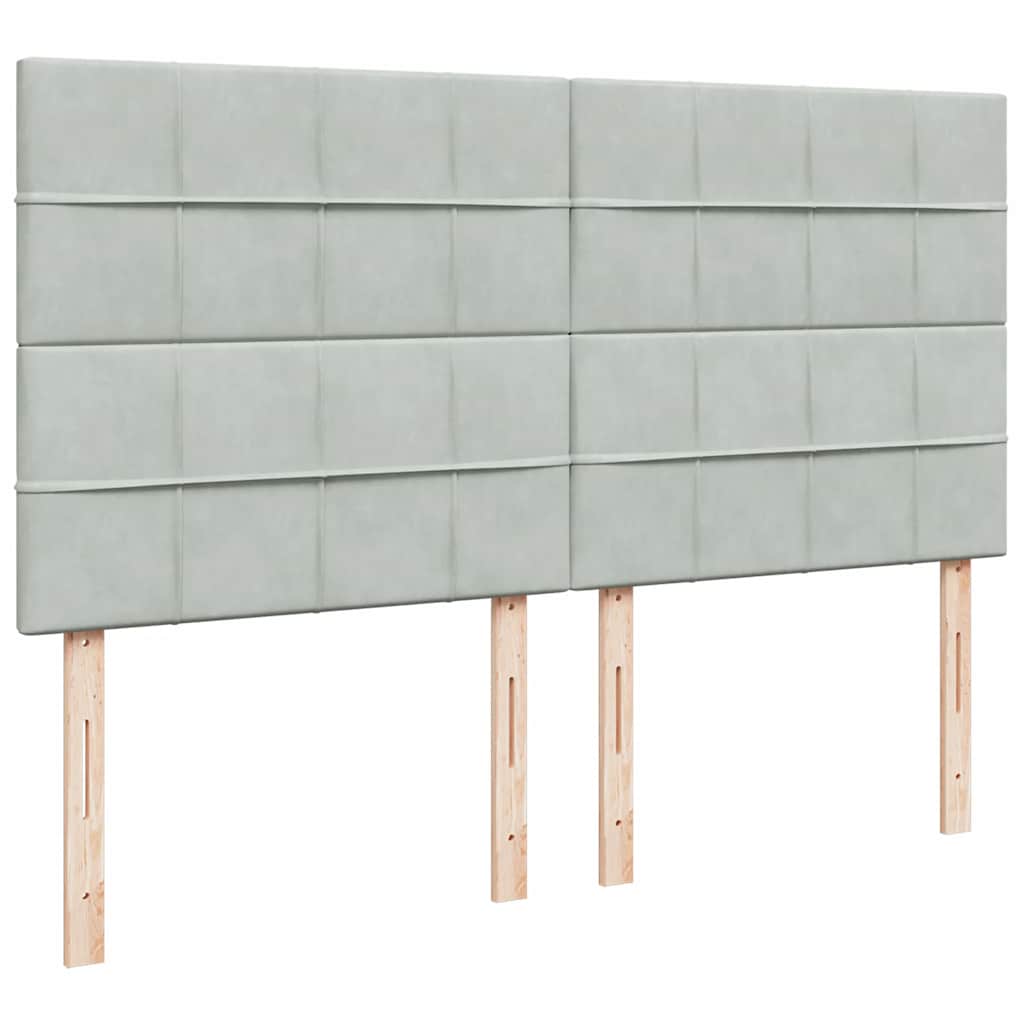 vidaXL Κρεβάτι Boxspring με Στρώμα Ανοιχτό Γκρι 200x200 εκ. Βελούδινο