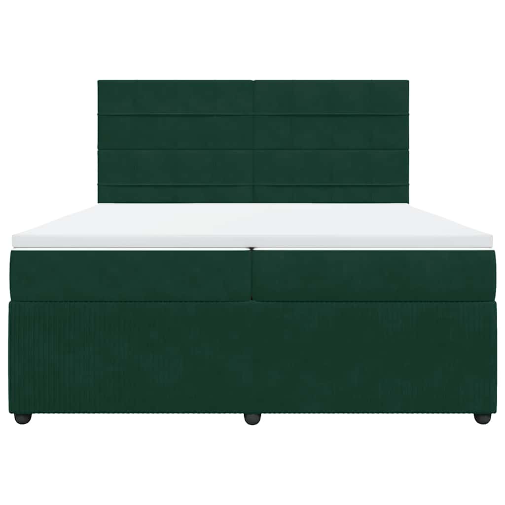 vidaXL Κρεβάτι Boxspring με Στρώμα Σκούρο Πράσινο 200x200εκ. Βελούδινο