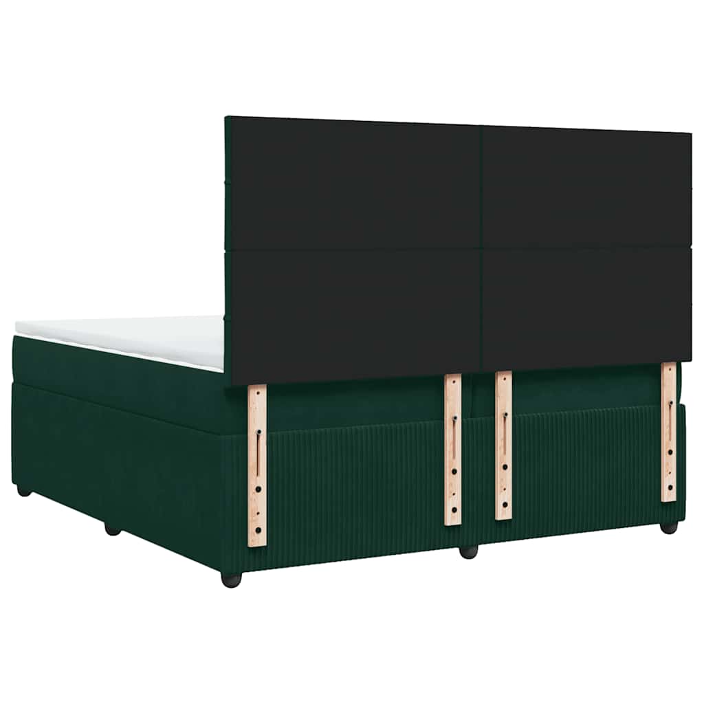 vidaXL Κρεβάτι Boxspring με Στρώμα Σκούρο Πράσινο 200x200εκ. Βελούδινο